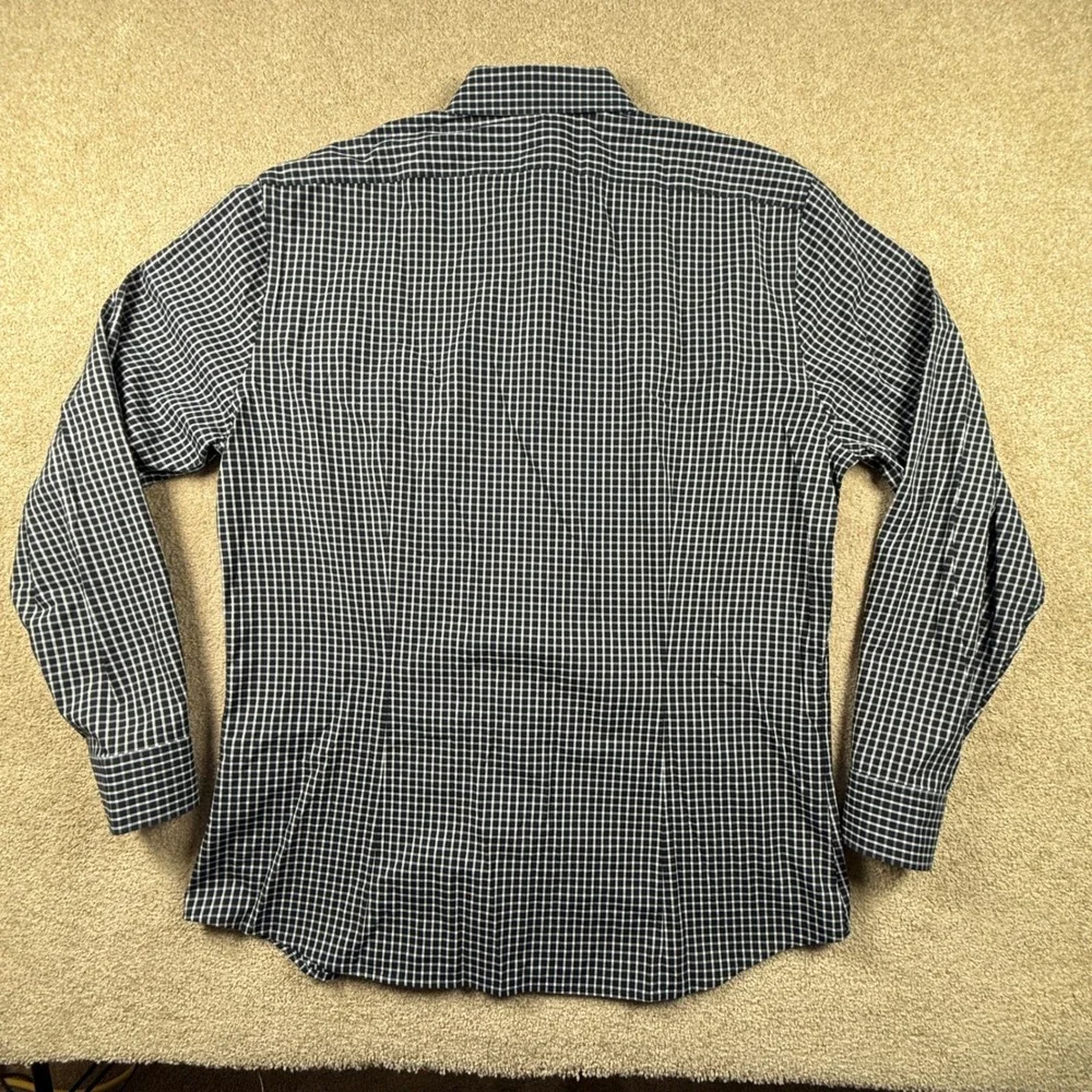Banana Republic Mens Large Navy Check Wrinkle Resistant Athletic Fit Shirt